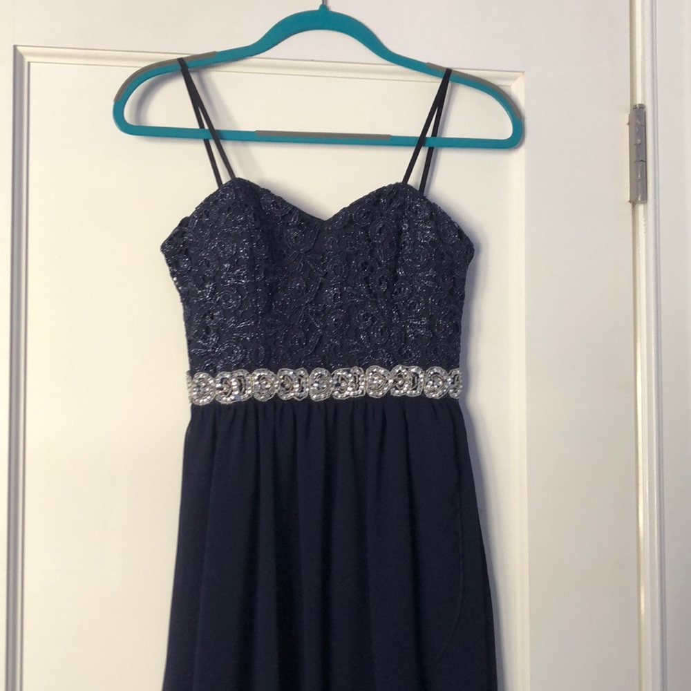 City Studios Navy Blue High Low Dress